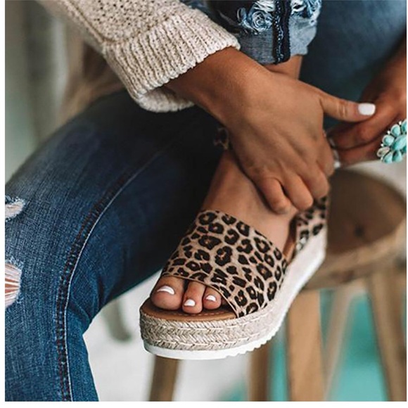 🍁 LAST SIZES “Amelia” Espadrille Sandal Leopard - Picture 5 of 7